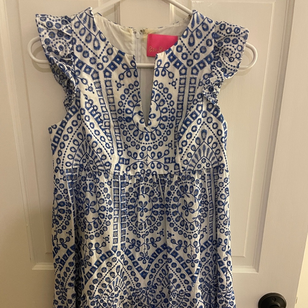Lily Pulitzer Eyelet Flutter Sleeve Dress Size 00